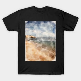 San Carlos Beach Monterey Bay 2021 Digital Watercolor T-Shirt